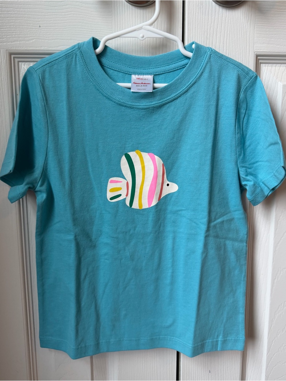 Hanna Andersson Turquoise Short-Sleeve Tee with Striped Fish
